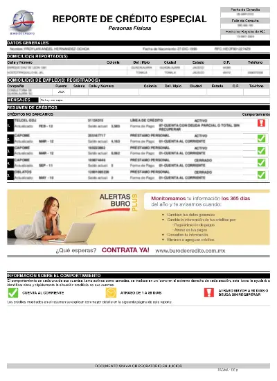 Reporte Crédito Especial Informacion